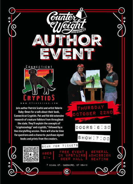 Authors Upstairs with Connecticut Cryptids authors Patrick Scalisi & Valerie Ruby-Omen