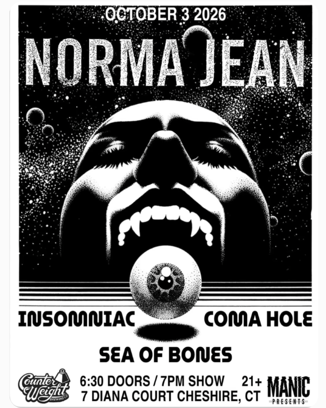Manic Presents Music Upstairs with Insomniac/Coma Hole/Sea of Bones
